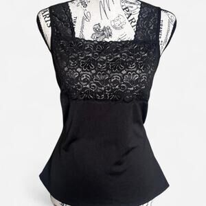 Cinema Etoile Vintage Wide strap Black Lace See-Through Camisole Womens M/L